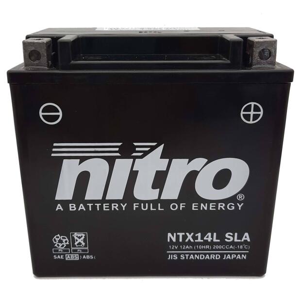 NITRO Batterie passend für HARLEY-DAVIDSON Sportster 883 Iron ab Bj 09 (YTX14L-BS)