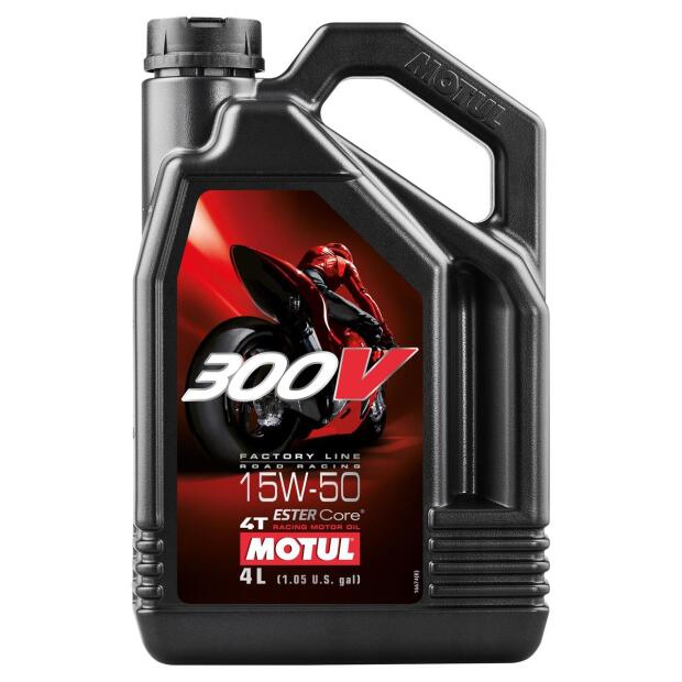 MOTUL 300V FACTORY LINE ROAD RACING 15W-50 4T Motoröl 4 Liter ESTER Core Öl