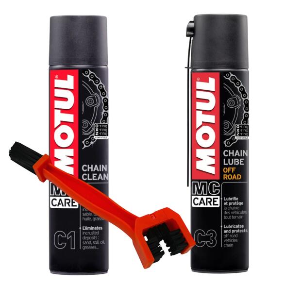 MOTUL Kettenpflegeset Kettenspray C3 off road + Kettenreiniger C1 + Kettenbürste