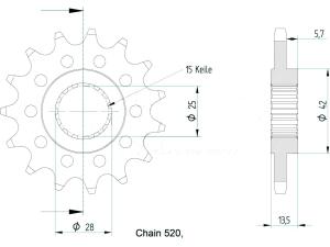 Ritzel für Aprilia Tuareg 660 vorne 15 Zähne