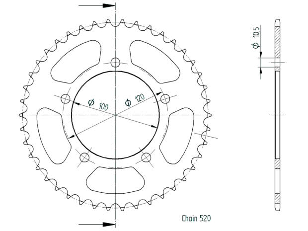 Kettenrad für Aprilia Tuareg 660 hinten 42 Zähne