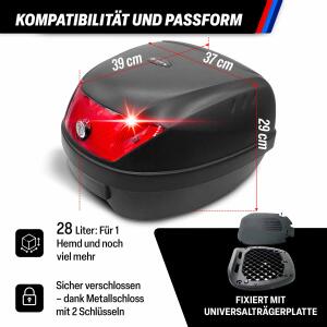 Top Case Top1 Motorradkoffer 28Liter Helmkoffer für Kawasaki