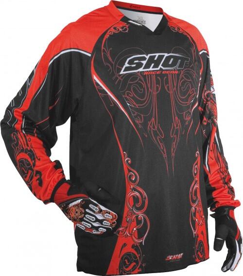 SHOT Cross Enduro Jersey BLASON KIDS schwarz-rot Größe 11 10-11 Jahre