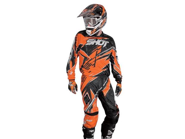 SHOT Cross Enduro Hose DEVO MOTION Kids schwarz-orange-weiss Größe 5 4-5 Jahre
