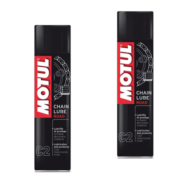 Motul Kettenspray C2+ 400ml 2-er Set MC Care Chain Lube Road plus weiß PTFE