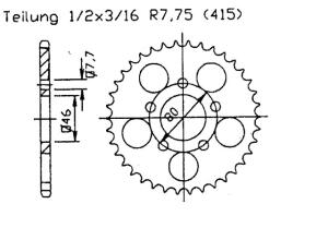 Kettensatz für Aprillia Red Rose AE 50 1992 verstärkt