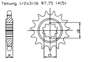 Kettensatz für Aprillia Red Rose AE 50 1992 verstärkt