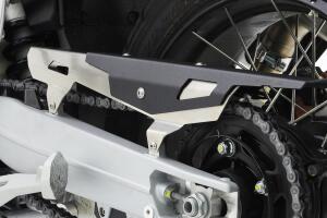 Chain guard for Aprilia Tuareg 660 year 2022 brushed stainless steel / matt black