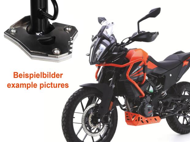 Side stand extension for KTM 390 Adventure year 2020-2022 brushed stainless steel / orange