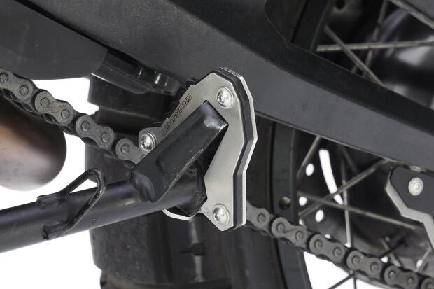 Side stand extension for Ducati DesertX year 2022 brushed stainless steel / matt black