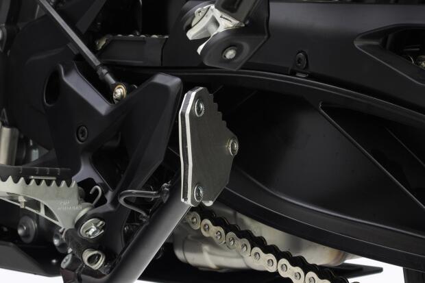 Seitenständer-Basisverlängerung Edelstahl gebürstet / Schwarz