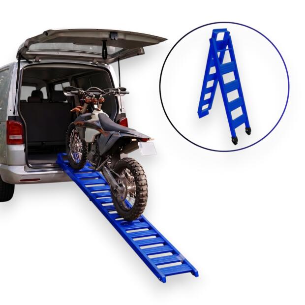 Auffahrrampe Blau klappbar bis 240 kg Alu für Motorrad & Roller & Quad