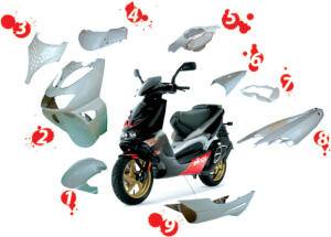 Kunststoffteilekit Aprilia SR 50 in schwarz
