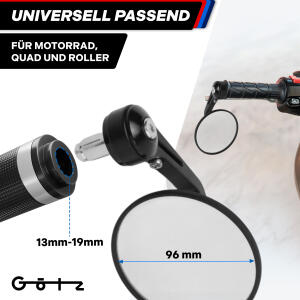 Motorrad Lenkerendenspiegel Paar Universal Rückspiegel mit E-Prüfzeichen
