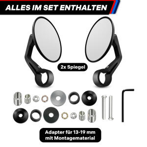 Motorrad Lenkerendenspiegel Paar Universal Rückspiegel mit E-Prüfzeichen