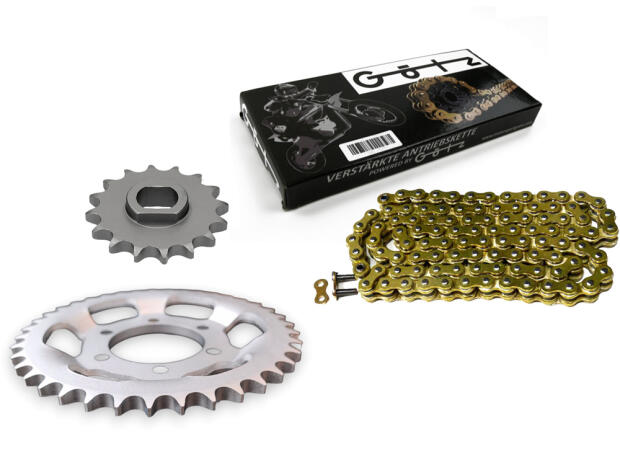 Kettensatz für Zündapp KS 80 WK WC K Touring Super Typ 530 537 X-Ring Goldkette
