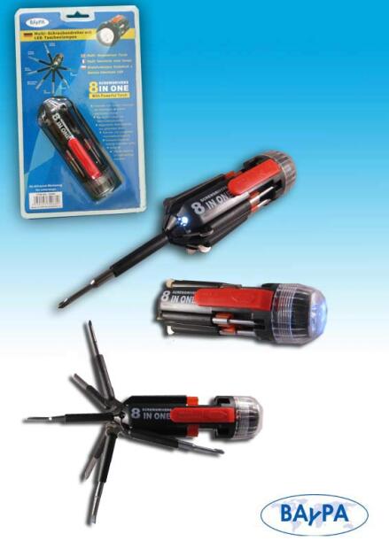 Multifunktions-Schraubendreher 8in1 LED Taschenlampe