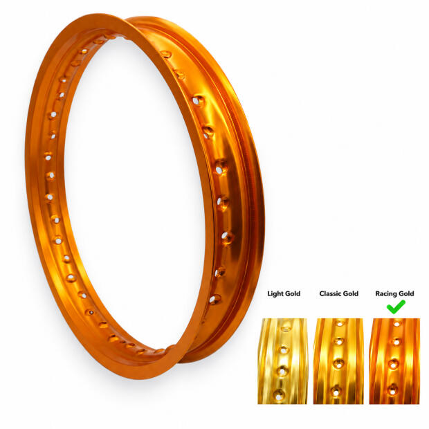 Front Rim 1.60x21 Aluminium Racing Gold 36 Holes for Motorcycle Anodized