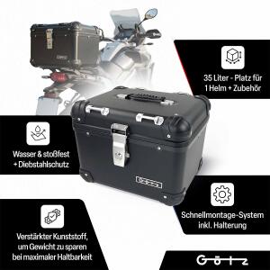 Topcase für Junak RSX 125 35 Liter Black Aluminium-Design