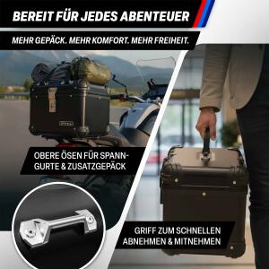 Topcase für Junak 104 50 4T im robusten 35 Liter Black Aluminium-Design