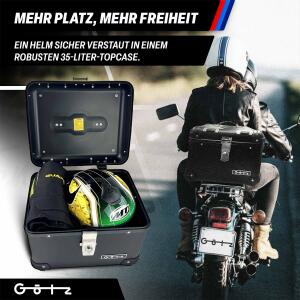 Topcase für Peugeot Sum-Up 125  im robusten 35 Liter Black Aluminium-Design