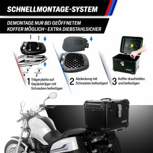 Topcase für Qingqi QM50T-10A(A) 50  im robusten 35 Liter Black Aluminium-Design