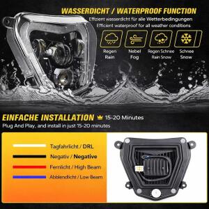 Scheinwerfer LED  für KTM EXC XCW SX SXF SMC-R 125 250 350 450 500 690 17-23