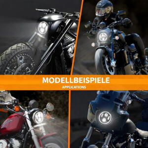 Scheinwerfer LED 5,75 Zoll mit  Halo Ring für Harley...