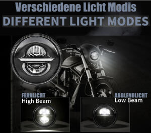 Scheinwerfer LED 5.75 zoll für Harley Davidson universell E-geprüft