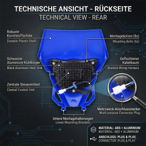 Scheinwerfer LED für Yamaha WRF 450 / 250 Blau Komplettset