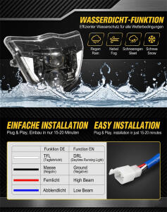 Scheinwerfer LED für Yamaha WRF 450 / 250 Blau Komplettset