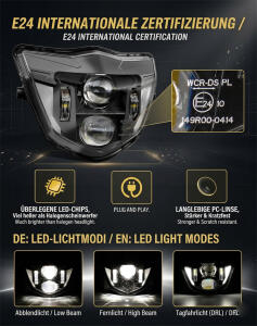 Scheinwerfer LED für Yamaha WRF 450 / 250 Blau Komplettset
