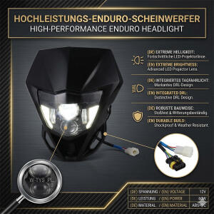Scheinwerfer LED für Yamaha WRF 450 / 250 Blau Komplettset