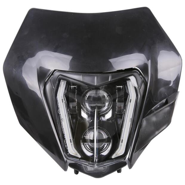 Scheinwerfer LED Lampenschirm Komplettset für KTM EXC 250/350/450/500 Bj17-21 Schwarz