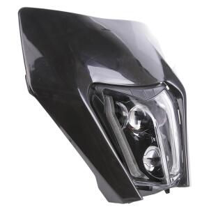 Scheinwerfer LED für KTM EXC / SX-F / SMC-R 250/350/450/500 Bj.17-21 Schwarz & Lampenschirm Komplettset