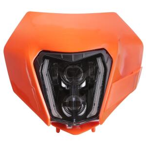 Lichtmaske mit LED Scheinwerfer für KTM EXC 250/350/450/500 Bj17-21 Orange