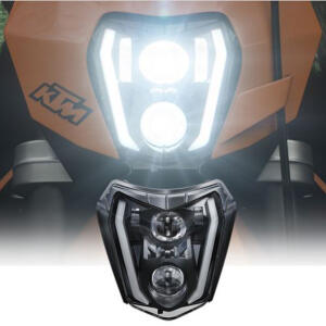 Lichtmaske mit LED Scheinwerfer für KTM EXC 250/350/450/500 Bj17-21 Orange