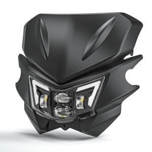 Scheinwerfer LED Lampenschirm Komplettset für Kawasaki/Suzuki Universal Schwarz