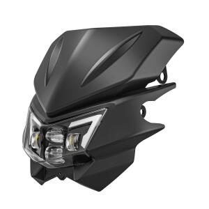 Scheinwerfer LED Lampenschirm Komplettset für Kawasaki/Suzuki Universal Schwarz