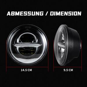 LED Scheinwerfer Classic mit Gehäuse schwarz 5.75 Zoll mit E-Nummer
