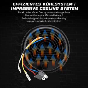 LED Scheinwerfer Classic mit Gehäuse schwarz 5.75 Zoll mit E-Nummer