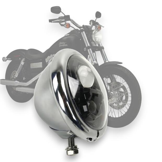 LED Scheinwerfer Classic mit Gehäuse 5.75 Zoll in Chrome Designe