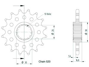 Ritzel Z.16 für Honda XL 750 Transalp