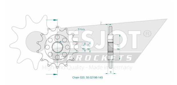 Sprocket front t. 14 for Zontes 125 U ABS 2021-2023