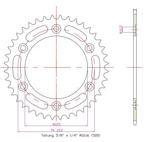 Kettenrad Z.39 für Honda CRF 250M-D,E,F 2013-2015