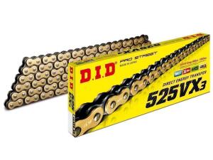 DID Kette VX3 X-Ring 525x102 Glieder offen Gold Nietschloss