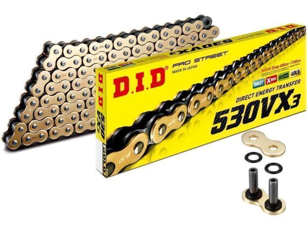DID Kette VX3 X-Ring 530x96 Glieder offen Gold Nietschloss