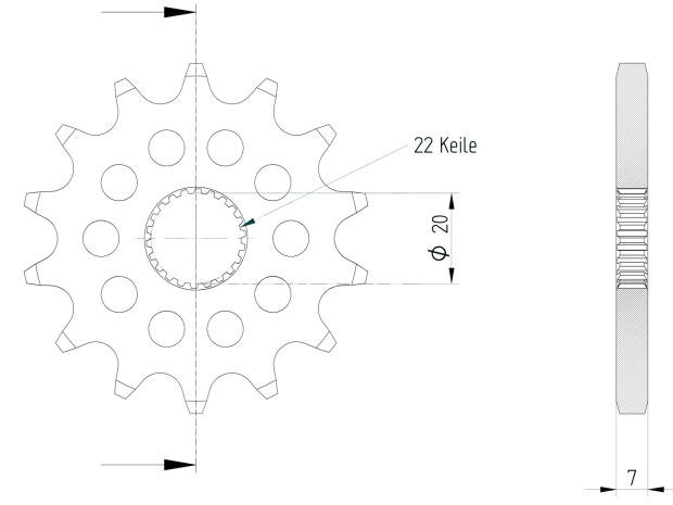 Ritzel Z.14 Kettenteilung 525 für Benelli 400 Imperiale