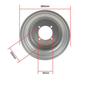 Felge 10x8-110 hinten Quad ATV silber Stahlfelge