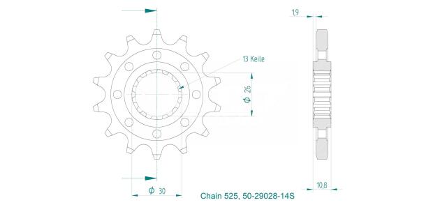 Ritzel für Yamaha MT07 Mt-09 MT-10 YZF-R7 XSR Tracer Esjot 14-Zähne